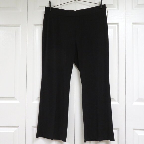 Susan Graver Liquid Knit Wide-Leg Pants Petite Large Black Solid - Picture 1 of 4